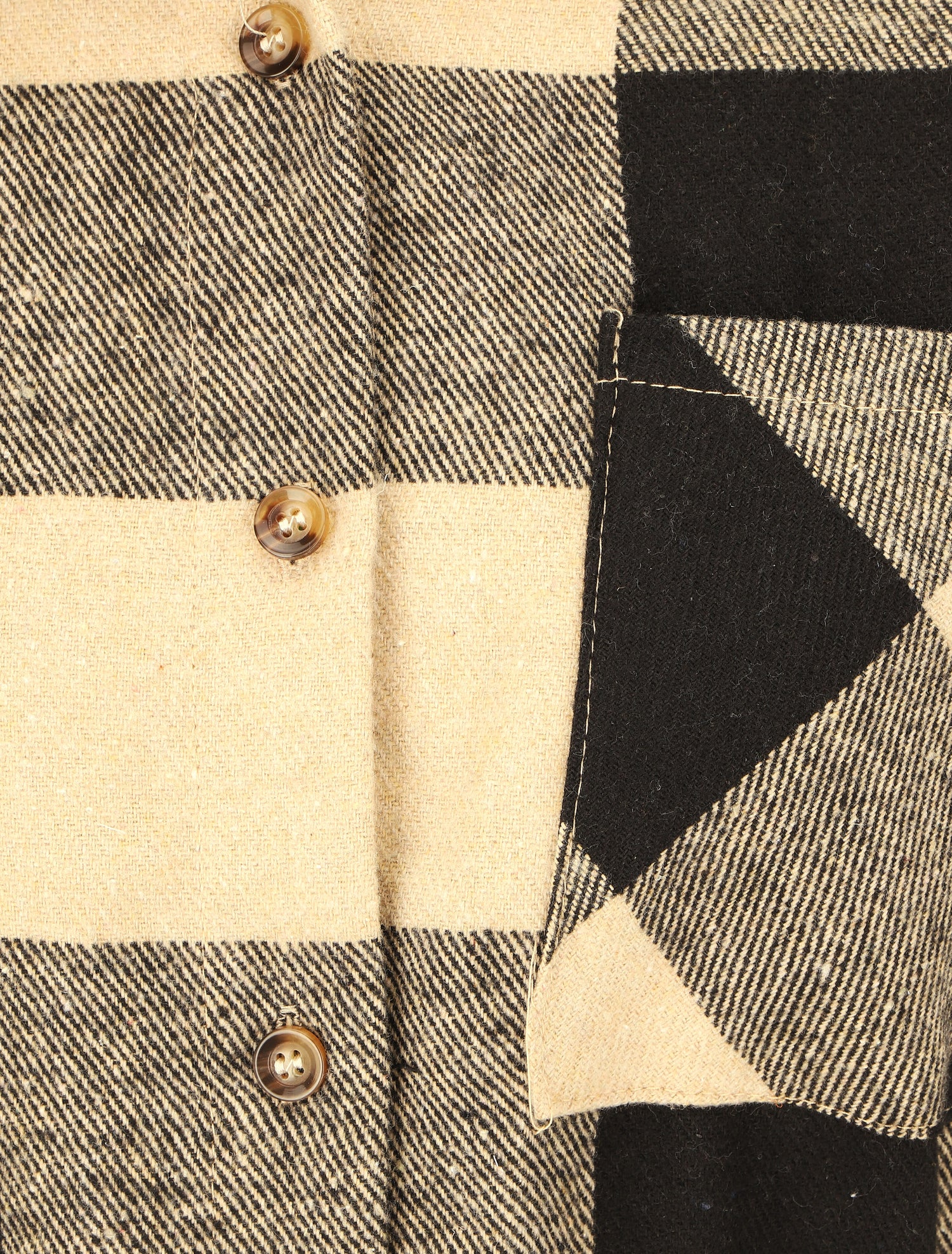 Surchemise mi-longue à carreaux - Beige - 3