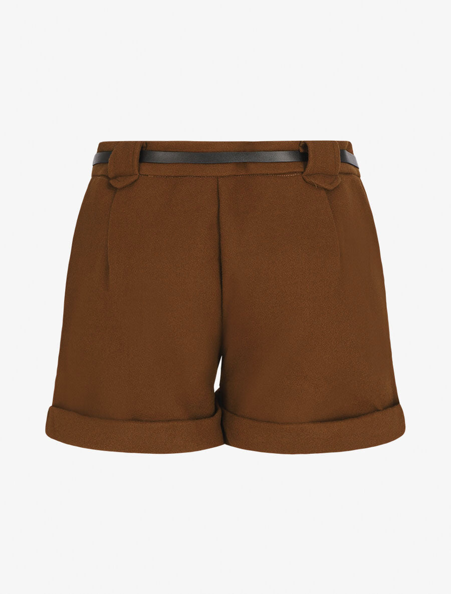 Short droit en feutrine - Marron - 2