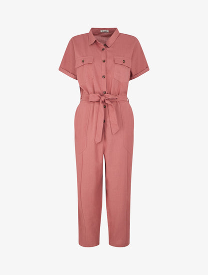 Combinaison unie boutonnée - Vieux rose - 1