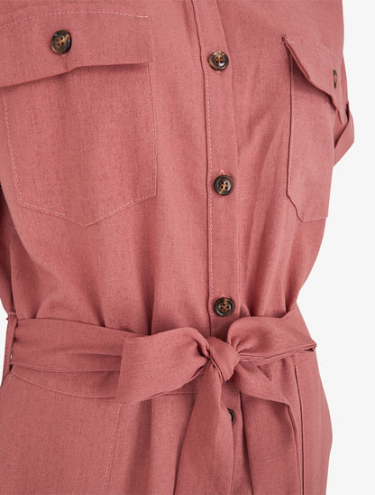 Combinaison unie boutonnée - Vieux rose - 3