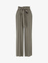 Pantalon fluide uni à taille élastiquée - Kaki - 4