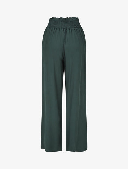 Pantalon fluide uni à poches - Vert sapin - 2