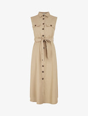 Robe évasée boutonnée à poches - Beige - 1