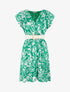 Robe mi-longue imprimé floral irisé - Vert - 1