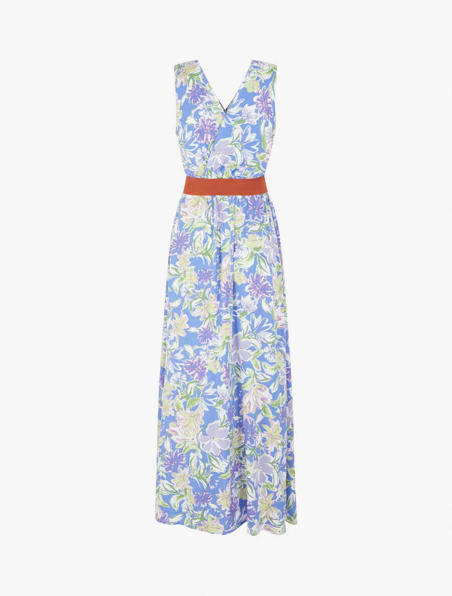 Robe empire imprimé fleuri - Bleu - 2