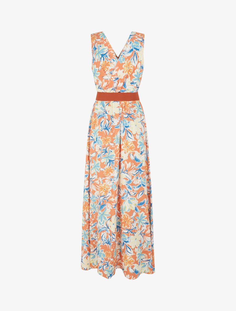 Robe empire imprimé fleuri - Orange - 2