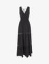 Robe longue élastiquée et liens à nouer - Noir - 4