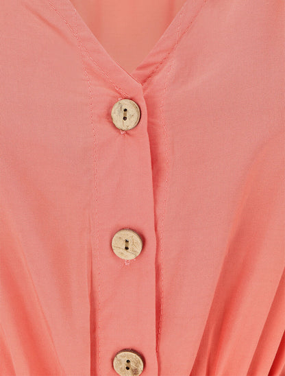 Robe mi-longue unie - Corail - 3