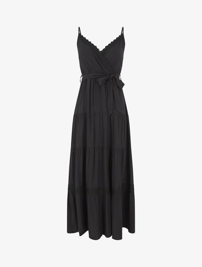 Robe longue unie élastiquée - Noir - 5