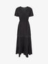 Robe longue évasée à empiècements en dentelle ajourée - Noir - 4