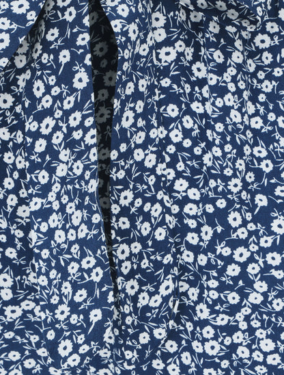 Short fluide imprimé fleuri et ceinturé - Bleu - 3
