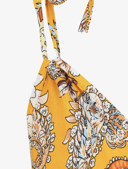 Robe longue imprimé foulard et mosaïque - Jaune - 3