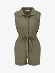 Combishort uni sans manches - Kaki - 5
