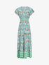 Robe longue à manches courtes imprimé fleurs graphiques - Vert - 5