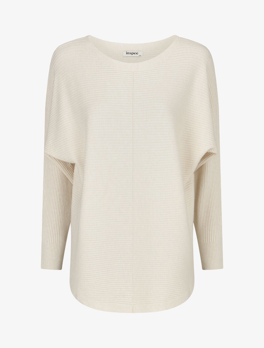 Pull uni à manches chauves-souris - Crème - 1