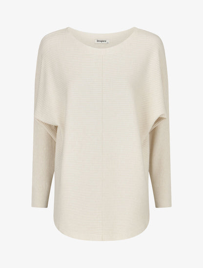 Pull uni à manches chauves-souris - Crème - 1