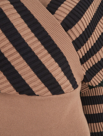 Pull cache-coeur à rayures - Marron - 3