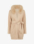 Gilet ample à col en fourrure - Beige - 1