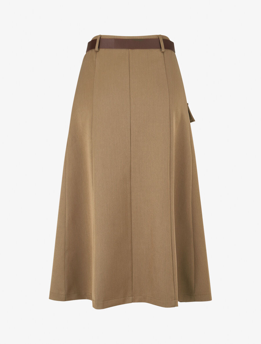 Jupe portefeuille ceinturée - Taupe - 2