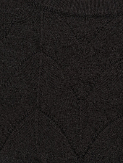 Pull uni à bords côtelés - Noir - 3