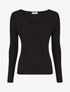 Pull col V à détail stylisé - Noir - 1