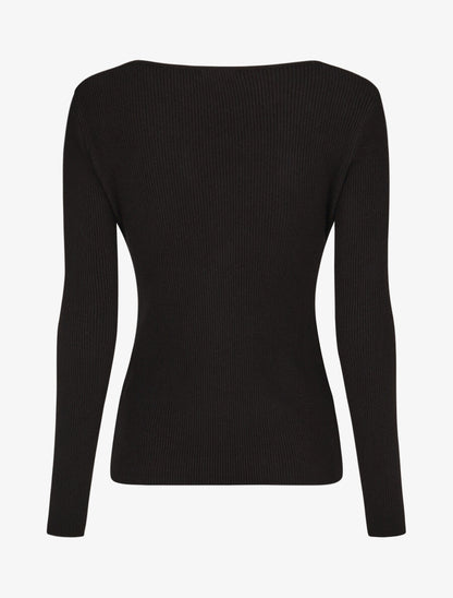 Pull col V à détail stylisé - Noir - 2