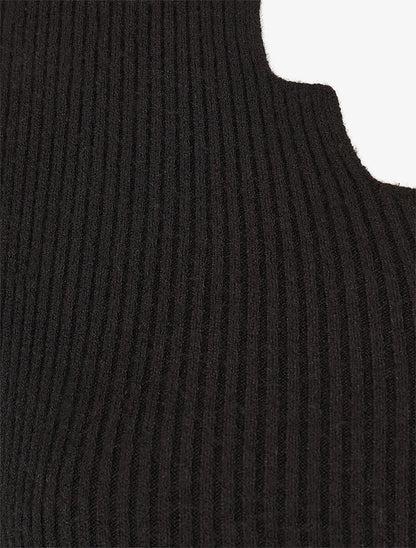 Pull col V à détail stylisé - Noir - 3