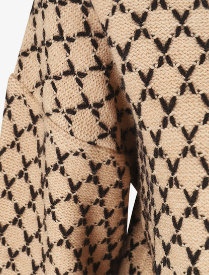 Pull uni à motif stylisé - Camel - 3