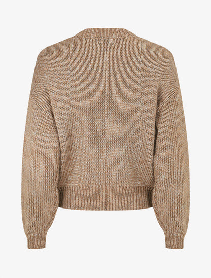 Pull uni irisé à motif floral - Taupe - 2