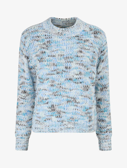 Pull duveteux à motif effet écailles - Bleu - 1
