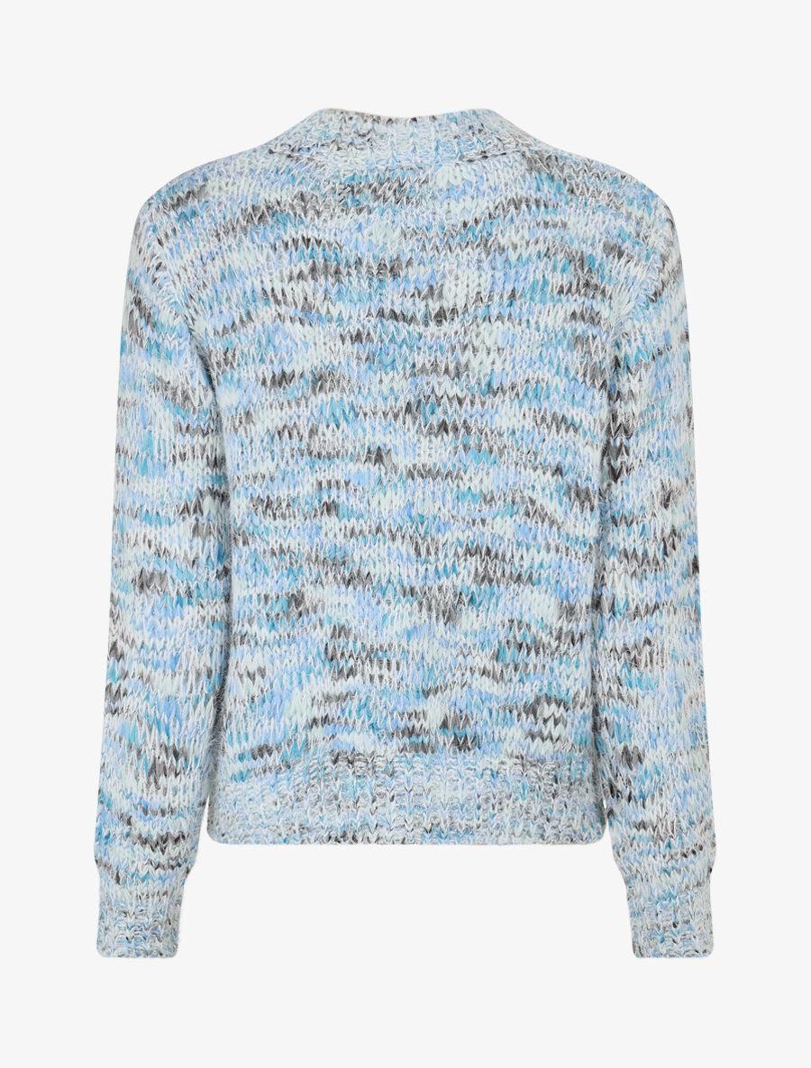 Pull duveteux à motif effet écailles - Bleu - 2