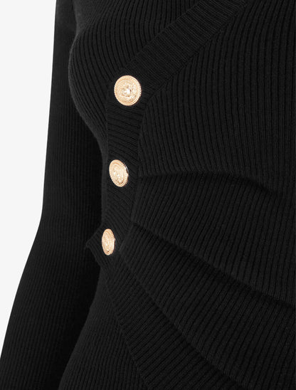Pull cache-coeur à boutons décoratifs - Noir - 3