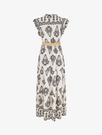 Robe longue imprimé cachemire fantaisie - Noir/écru - 2