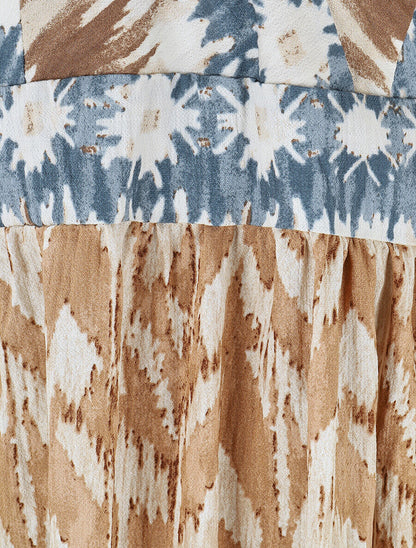 Robe longue graphique à fines bretelles - Bleu clair - 3