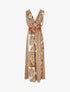 Robe longue sans manches feuilles graphiques - Marron - 1
