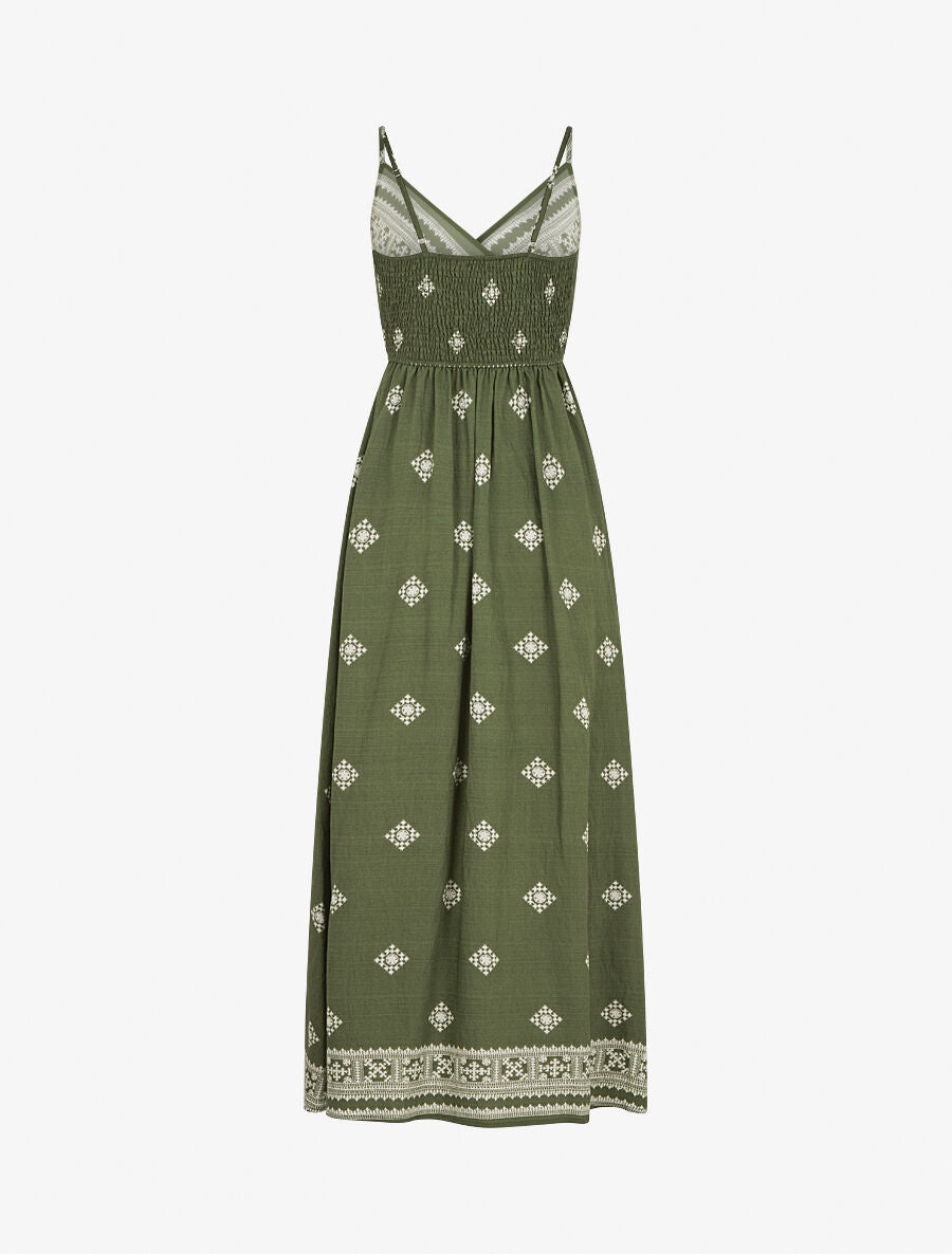 Robe longue à fines bretelles à imprimé fantaisie - Vert - 2