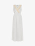 Robe longue sans manches unie col à pompons - Blanc - 1
