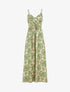 Robe longue à fines bretelles imprimé floral arabesque - Vert - 1