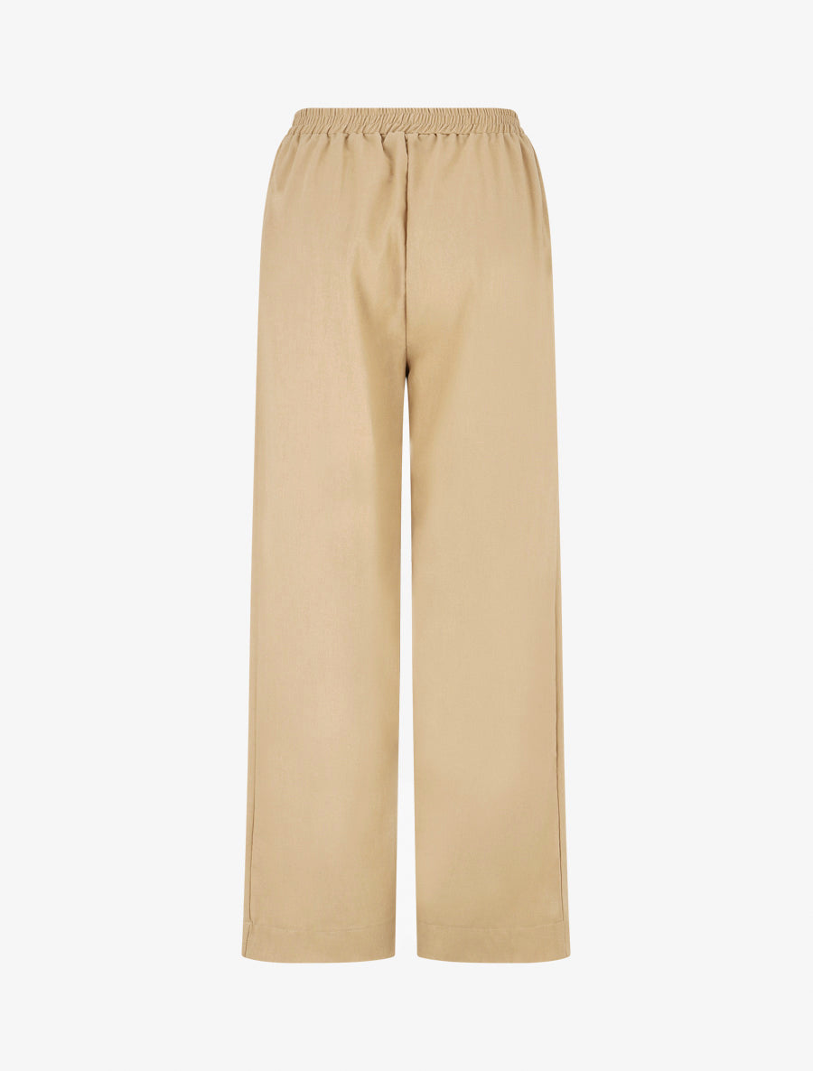 Pantalon uni droit effet lin - Beige - 2