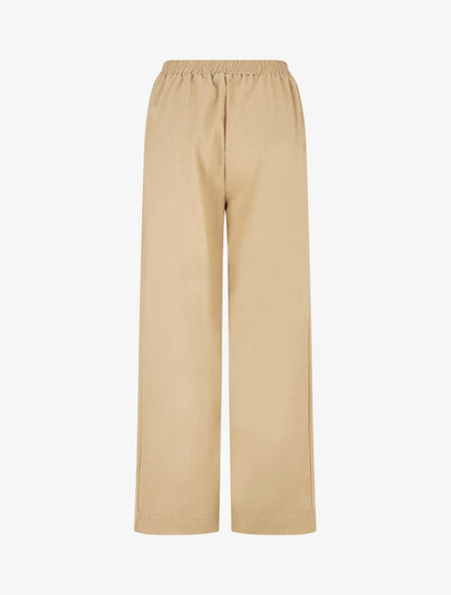 Pantalon uni droit effet lin - Beige - 2