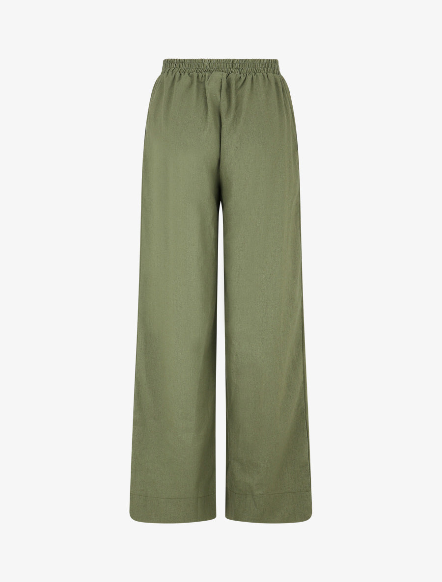 Pantalon uni droit effet lin - Kaki - 2