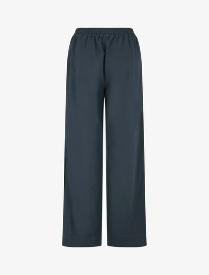Pantalon uni droit effet lin - Bleu pétrole - 2