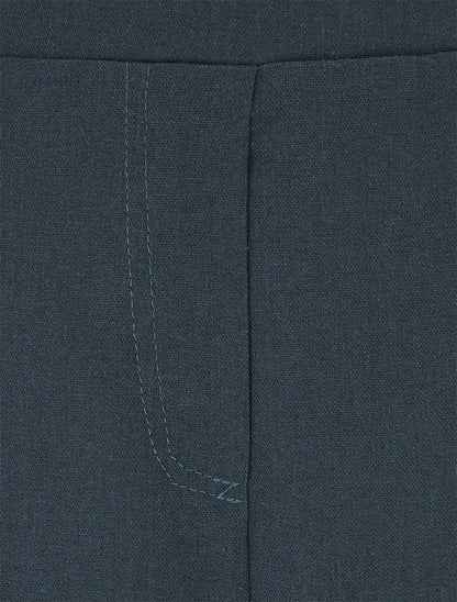 Pantalon uni droit effet lin - Bleu pétrole - 3