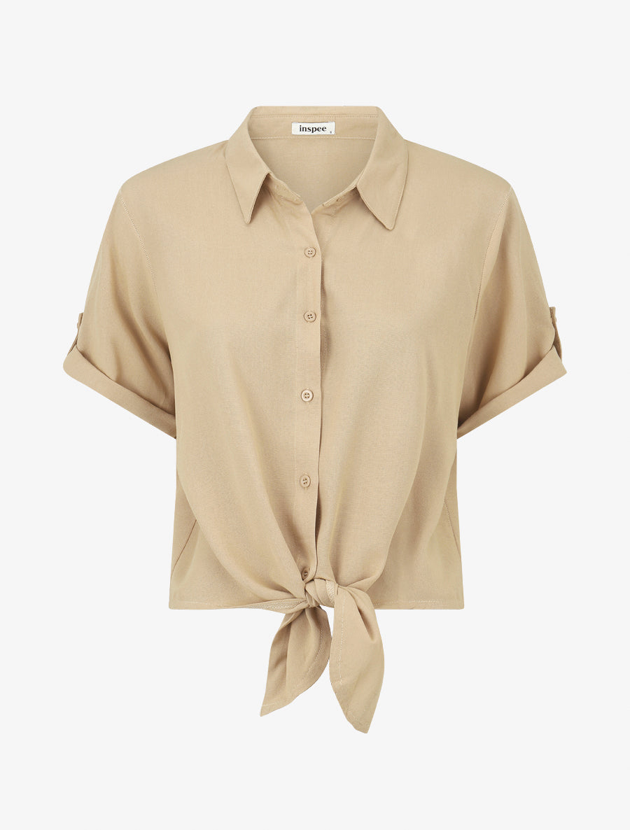 Top uni à nouer - Beige - 1
