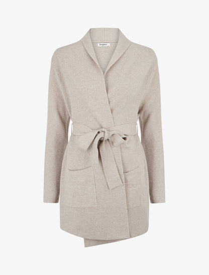 Gilet long ouvert - Beige - 1
