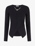 Pull asymétrique à empiècement bijou M - Noir - 1