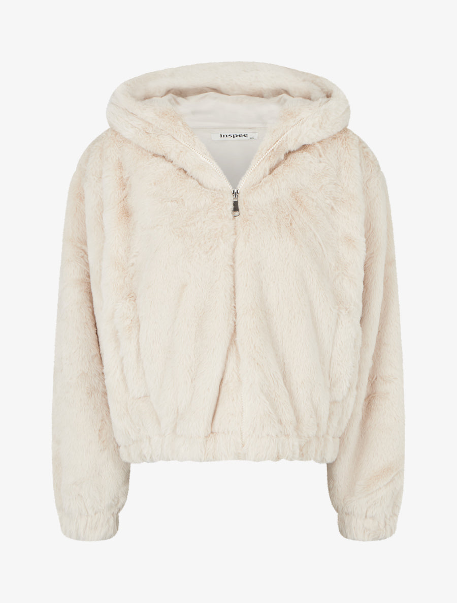 Manteau court en fourrure synthétique - Écru - 1