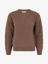 Pull droit à col rond en maille rayé - Marron - 1
