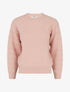 Pull droit à col rond en maille rayé - Rose - 1