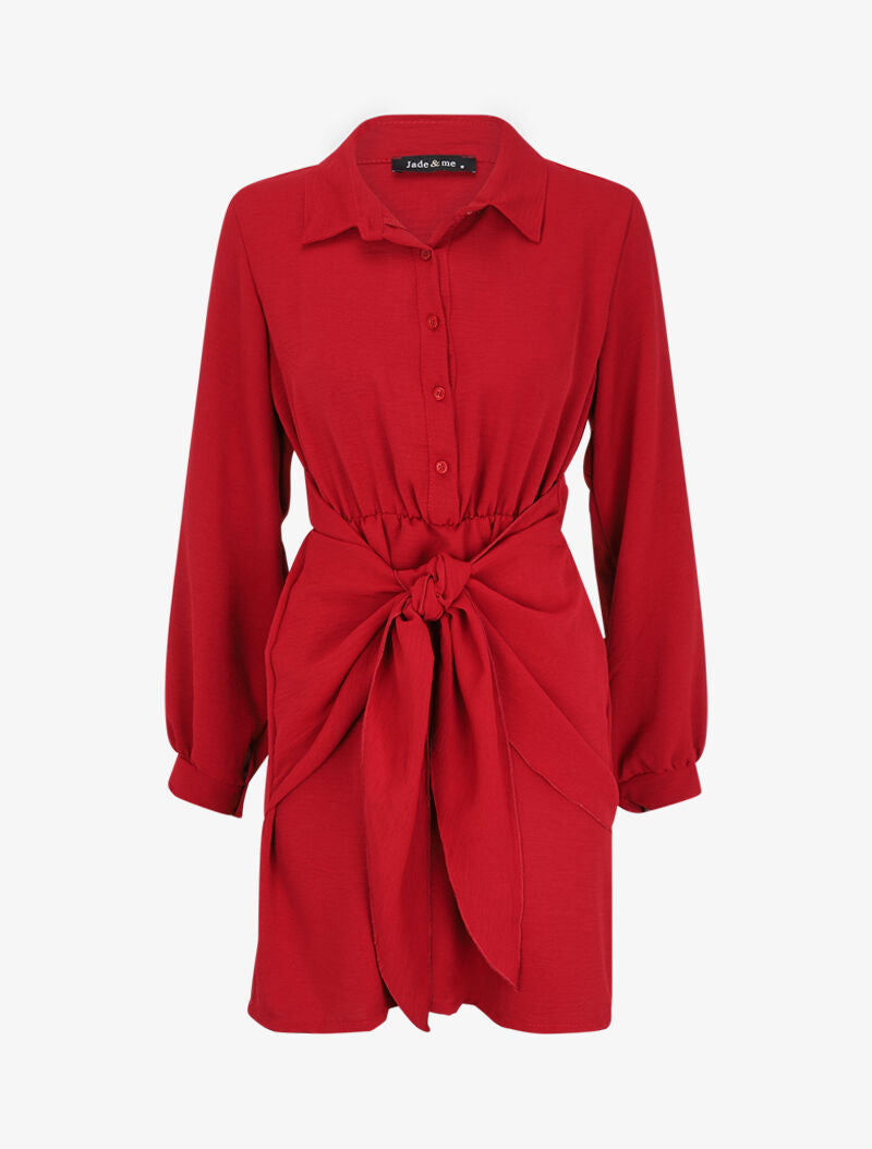 Robe patineuse à pans à nouer - Bordeaux - 1
